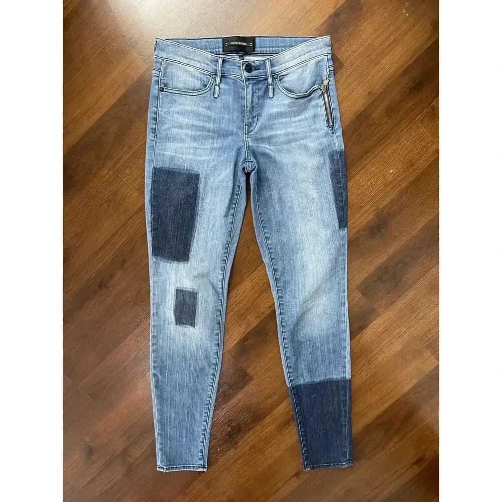 Calvin Rucker Heartbreaker Jeans Patchwork Skinny Low Rise Sz 29
